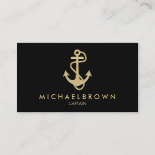 Black Gold Nautical Anchor Visitenkarte