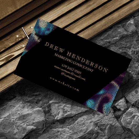 Black Gold Neon | Moderne Imitate Kunst Beruflich Visitenkarte