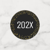 Black Gold New Year Chee Glitzer Script Snowflake Konfetti (Klein Vorderseite)