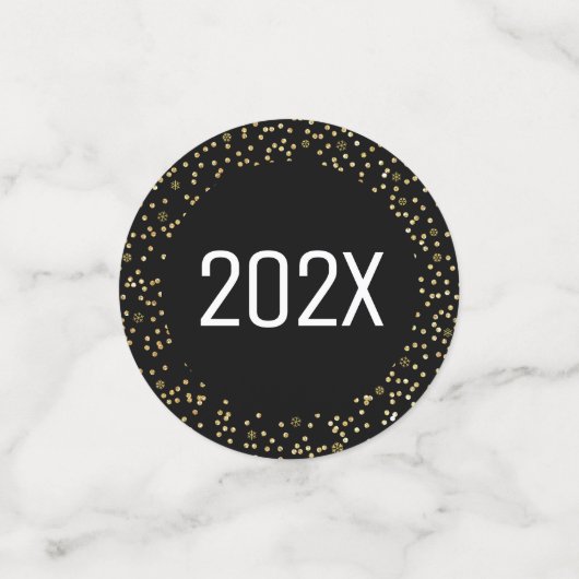 Black Gold New Year Chee Script Snowflake Glitzer Konfetti (Klein Vorderseite)