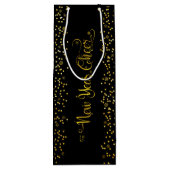 Black Gold New Year Chee Script Snowflakes Modern Geschenktüte Für Weinflaschen (Rückseite)