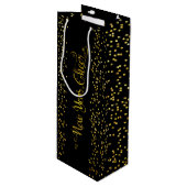 Black Gold New Year Chee Script Snowflakes Modern Geschenktüte Für Weinflaschen (Vorderseite Schrägansicht)