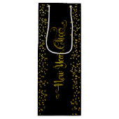 Black Gold New Year Chee Script Snowflakes Modern Geschenktüte Für Weinflaschen (Vorderseite)