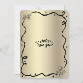 Black Gold New Year Cheer Hand Drawn Sketch Party Einladung (Rückseite)