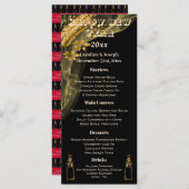 Black & Gold New Year Menu & Bubbly Champagner Menükarte (Vorne/Hinten)