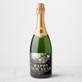 Black Gold New Year's Eve Party Schaumweinetikett (Vorderseite)