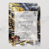 Black Gold Night Club Brautparty Einladung (Vorne/Hinten)