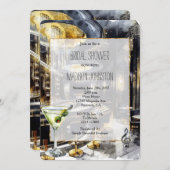 Black Gold Night Club Martini Brautparty Einladung (Vorne/Hinten)