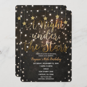 Black & Gold Night Under the Stars Sweet 16 Einladung