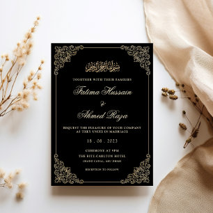 Black Gold Nikah Islamische Hochzeit Einladung