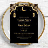 Black & Gold Nikah Wallimah Moschee Islamische Hoc Einladung