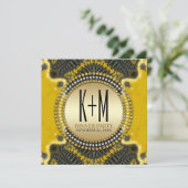 Black Gold Nouveau Dinner Party Special Einladung (Stehend Vorderseite)