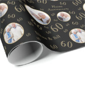 Black Gold Number Foto 60 Jahre alt Geschenkpapier (Rolleneckpunkt)