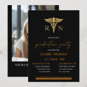 Black Gold Nurse graduation party neutral gender  (Vorne/Hinten)