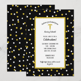 Black Gold Nurse Graduierungsparty, neutrales Gesc Einladung