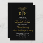 Black Gold Nursing Graduation Party Einladung (Vorne/Hinten)