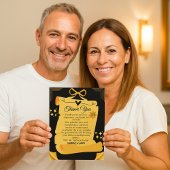 Black & Gold Old Scroll 50. Hochzeitstag Dankeskarte