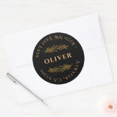 Black Gold Olive Monogram Rücksendeadresse Runder Aufkleber (Umschlag)