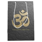 Black & Gold OM Symbol YOGA Meditation Instructor Mittlere Geschenktüte (Vorderseite)