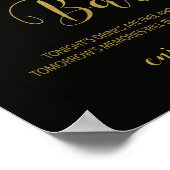 Black & Gold Open Bar Sign Poster (Ecke)