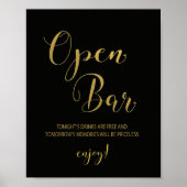 Black & Gold Open Bar Sign Poster (Vorne)