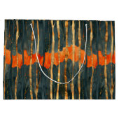 Black gold orange Art Nouveau stripes Große Geschenktüte (Rückseite)