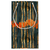 Black gold orange Art Nouveau stripes Kleine Geschenktüte (Rückseite)