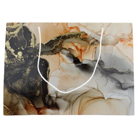 Black Gold Orange Ethereal Abstrakt große Geschenk Große Geschenktüte (Vorderseite)