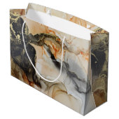 Black Gold Orange Ethereal Abstrakt große Geschenk Große Geschenktüte (Rückseite Schrägansicht)