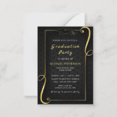 Black Gold Ornaments Gerahmter Abschluss Einladung (Vorderseite)