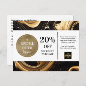 Black Gold Paint Wirbel Gutscheinrabatt Postkarte (Vorne/Hinten)