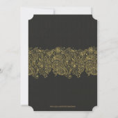 Black & Gold Paisley Lace Brautparty Einladung (Rückseite)