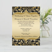 Black Gold Paisley Verziert Frame 50 Jahre alt Einladung (Stehend Vorderseite)