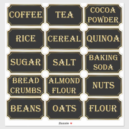 Black & Gold Pantry Label Stickers (Blatt)