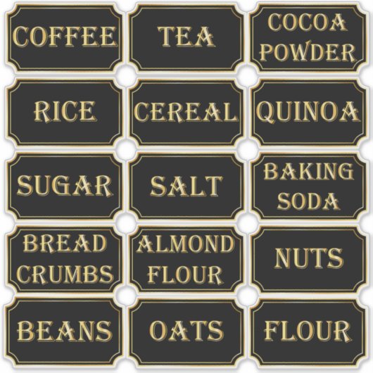 Black & Gold Pantry Label Stickers (Vorderseite)