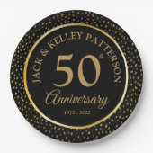 Black & Gold Papierplatte zum 50-jährigen Jubiläum Pappteller (Vorderseite)