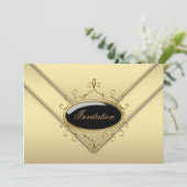 Black Gold Party Einladung (Stehend Vorderseite)