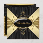 Black Gold Party Einladung (Vorne/Hinten)