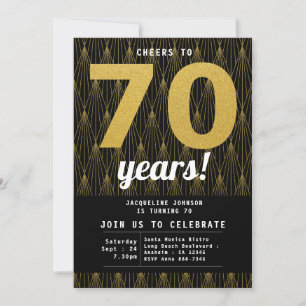 Black Gold Party zum 70. Geburtstag Einladung