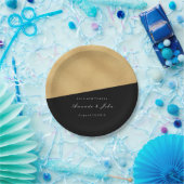 Black Gold Pastel Bridal Wedding Geometry Minima Pappteller (Party)