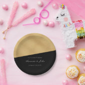 Black Gold Pastel Bridal Wedding Geometry Minima Pappteller (Party)