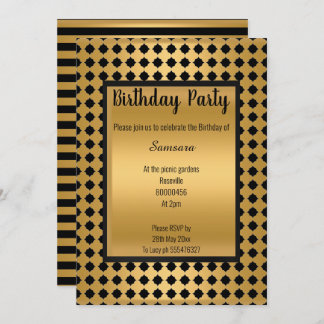 BLACK GOLD PATTER HEXAGON STRIPE JEDEN ANLASS EINLADUNG