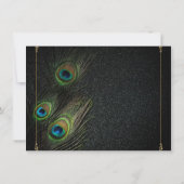 Black Gold Peacock Wedding Einladung (Rückseite)