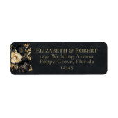 Black & Gold Peony Wedding Address Labels (Vorne)