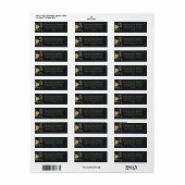 Black & Gold Peony Wedding Address Labels (Vorne)