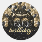 Black Gold Personalisiert 60. Geburtstag Runder Aufkleber (Vorderseite)