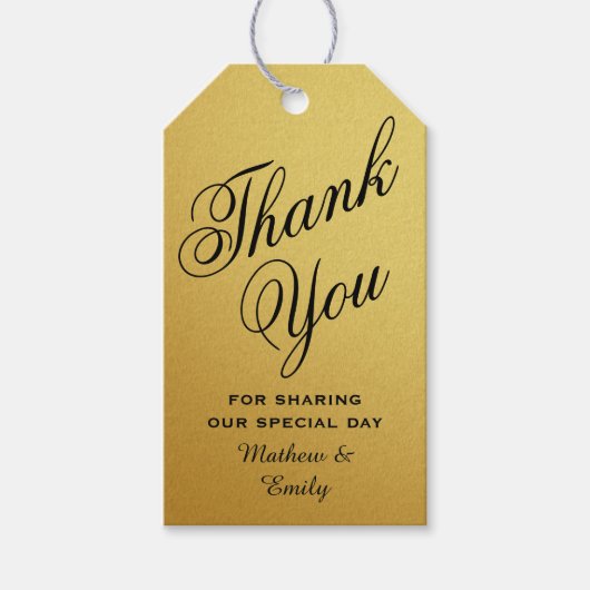 Black Gold Personalisiert Dankeschön Gastgeschenk Geschenkanhänger (Vorderseite)