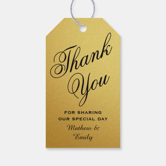 Black Gold Personalisiert Dankeschön Gastgeschenk  Geschenkanhänger (Rückseite)