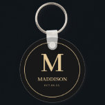Black Gold Personalisiert Monogramm und Name Schlüsselanhänger<br><div class="desc">PBlack Gold Personalisiert Monogram und Name .</div>