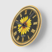 Black Gold Personalisiert Schöne Sonnenblume Runde Wanduhr (Winkel)